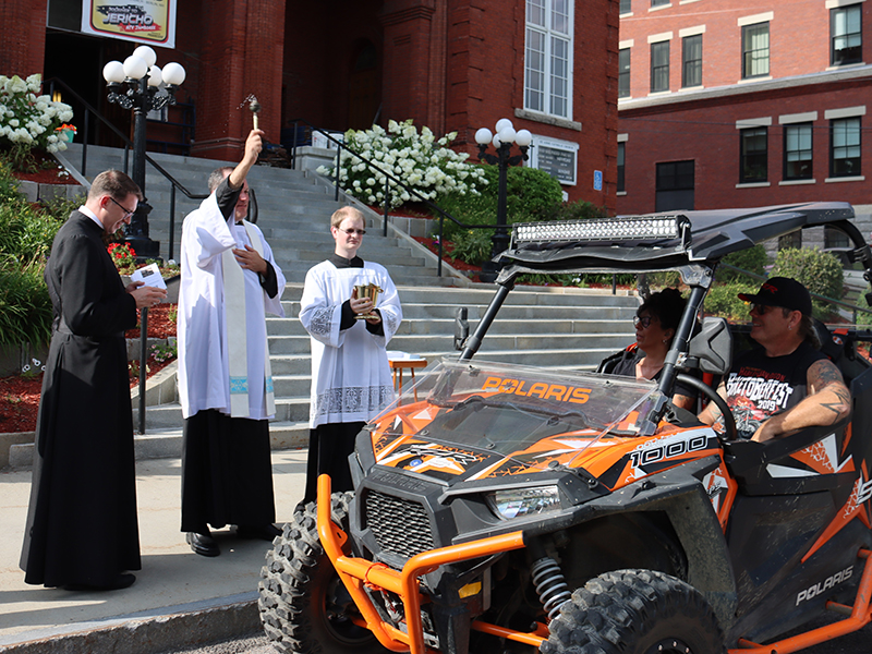 Blessing of the ATVs on Main Street in Berlin, NH at the Journey to Jericho ATV Weekend